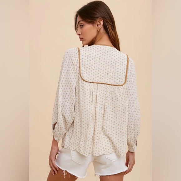 In Bloom Cream Blouse with Tassel Accents - Picture 8 of 12